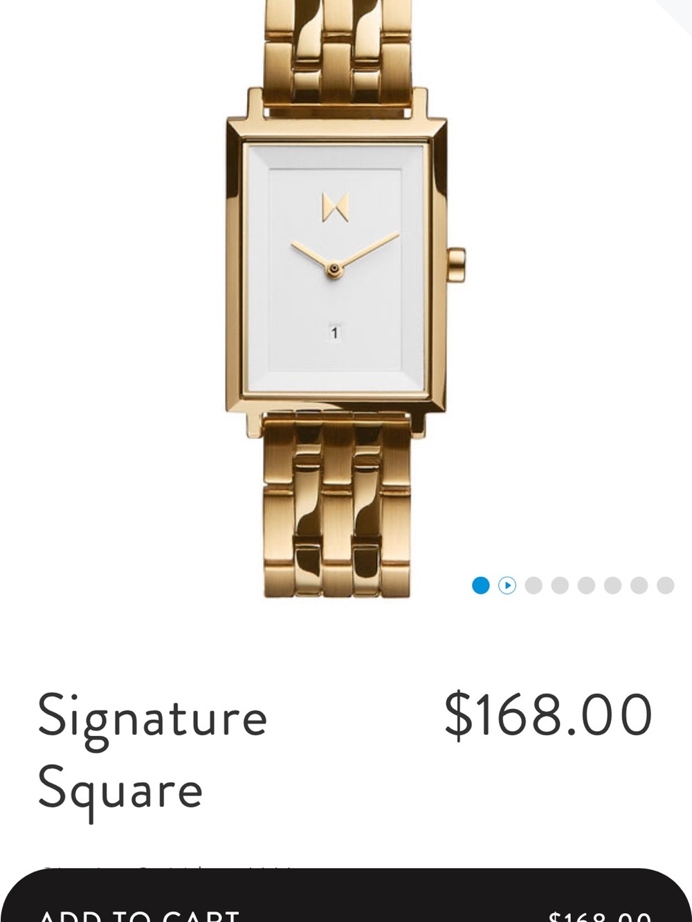 MVMT Gold Tone Rectangular Bracelet Watch with White Dial